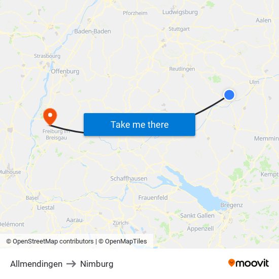 Allmendingen to Nimburg map