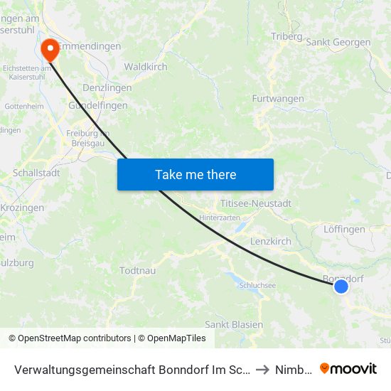 Verwaltungsgemeinschaft Bonndorf Im Schwarzwald to Nimburg map