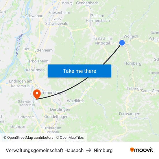 Verwaltungsgemeinschaft Hausach to Nimburg map