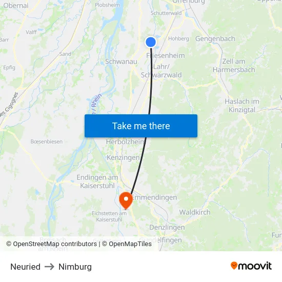 Neuried to Nimburg map