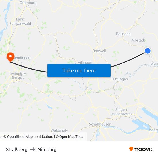 Straßberg to Nimburg map