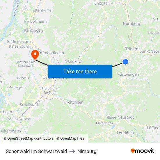 Schönwald Im Schwarzwald to Nimburg map