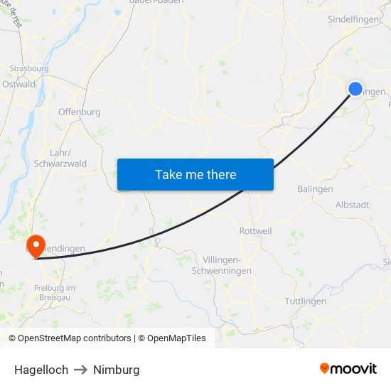 Hagelloch to Nimburg map