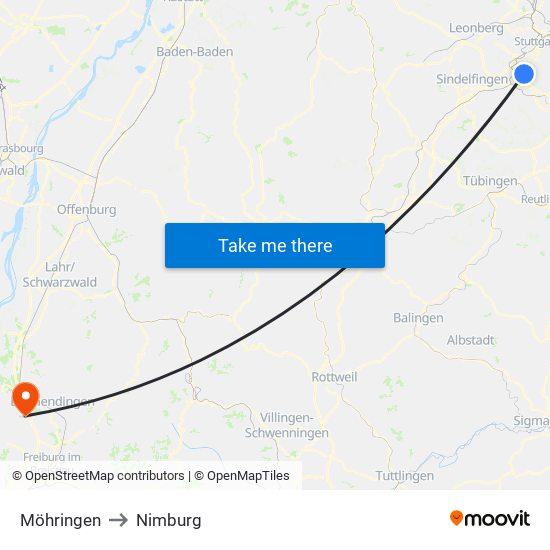 Möhringen to Nimburg map