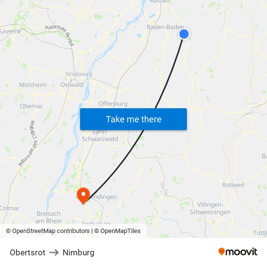 Obertsrot to Nimburg map