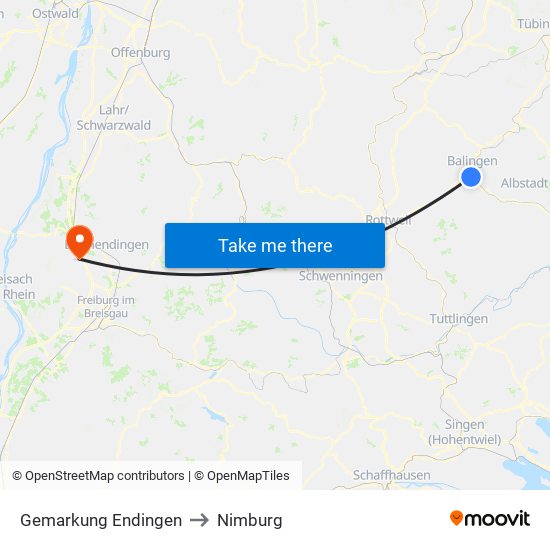 Gemarkung Endingen to Nimburg map