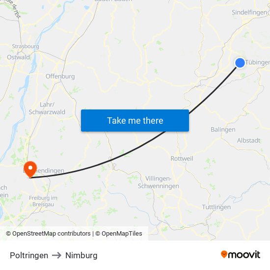 Poltringen to Nimburg map