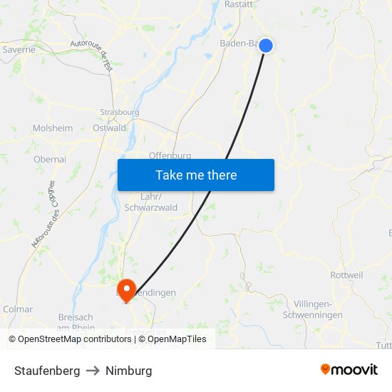 Staufenberg to Nimburg map