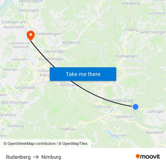 Rudenberg to Nimburg map