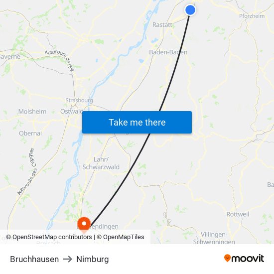 Bruchhausen to Nimburg map