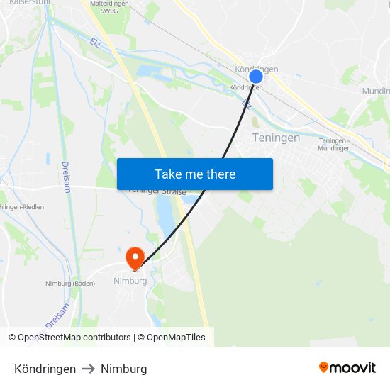 Köndringen to Nimburg map