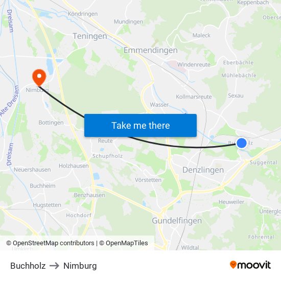 Buchholz to Nimburg map