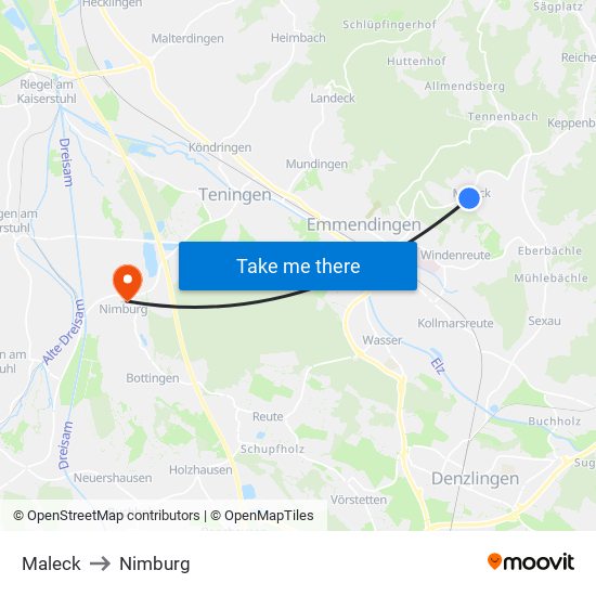 Maleck to Nimburg map