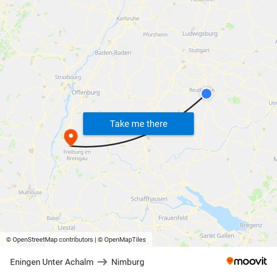Eningen Unter Achalm to Nimburg map