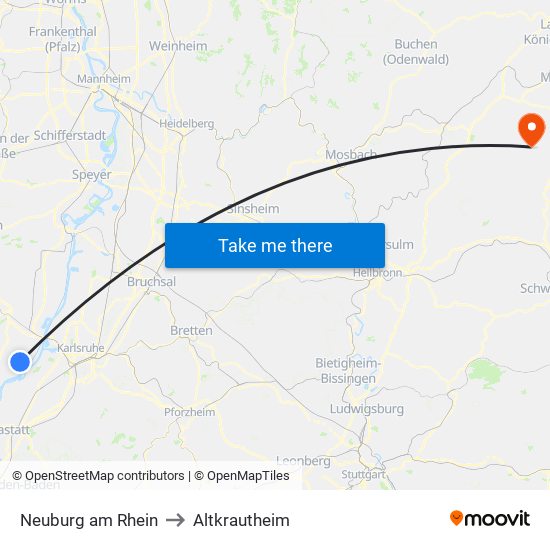 Neuburg am Rhein to Altkrautheim map