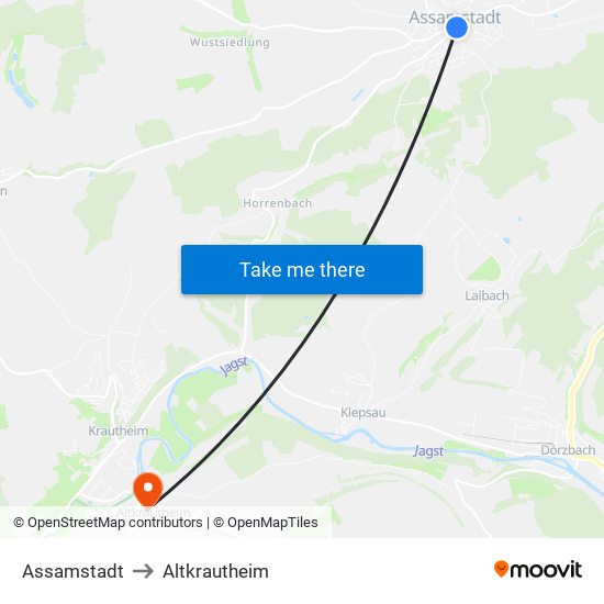 Assamstadt to Altkrautheim map