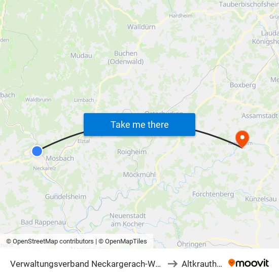 Verwaltungsverband Neckargerach-Waldbrunn to Altkrautheim map