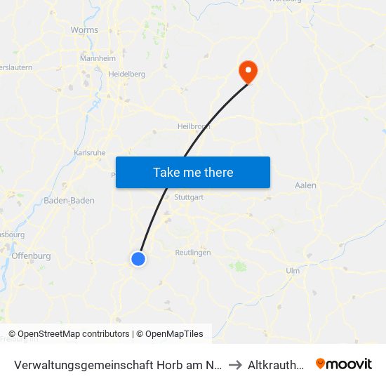 Verwaltungsgemeinschaft Horb am Neckar to Altkrautheim map
