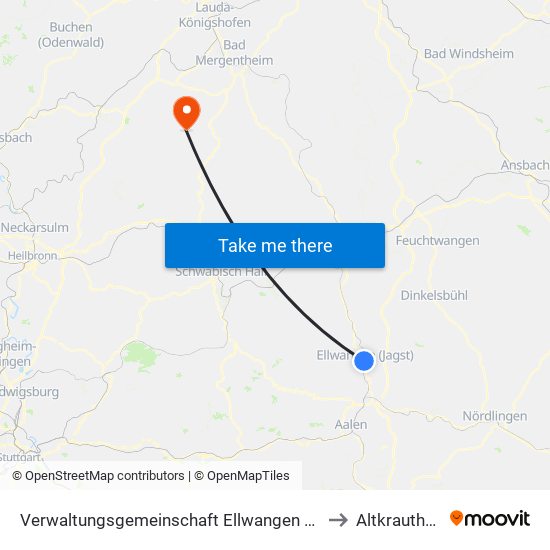 Verwaltungsgemeinschaft Ellwangen (Jagst) to Altkrautheim map