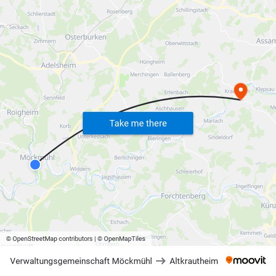Verwaltungsgemeinschaft Möckmühl to Altkrautheim map