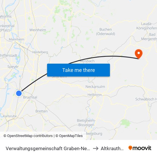 Verwaltungsgemeinschaft Graben-Neudorf to Altkrautheim map