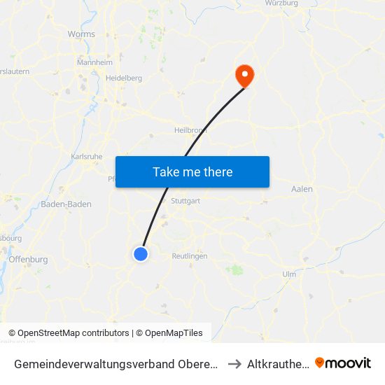 Gemeindeverwaltungsverband Oberes Gäu to Altkrautheim map