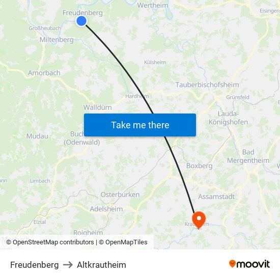 Freudenberg to Altkrautheim map