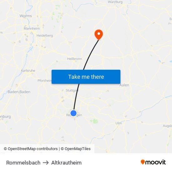 Rommelsbach to Altkrautheim map