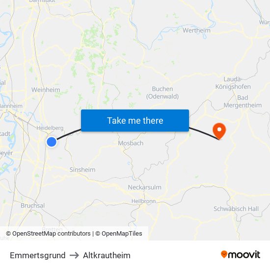 Emmertsgrund to Altkrautheim map
