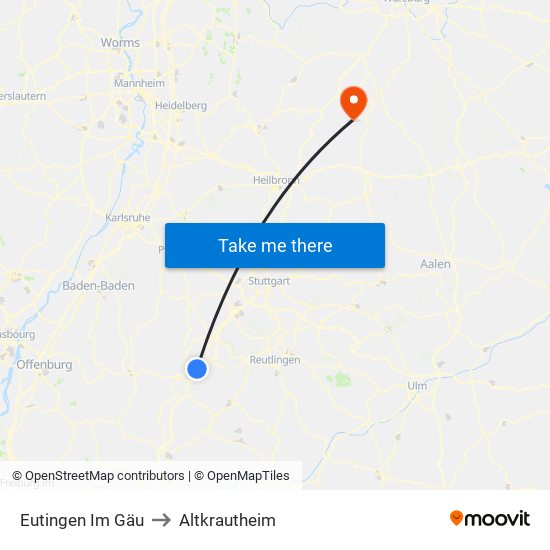 Eutingen Im Gäu to Altkrautheim map