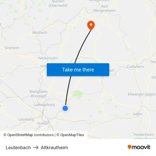 Leutenbach to Altkrautheim map