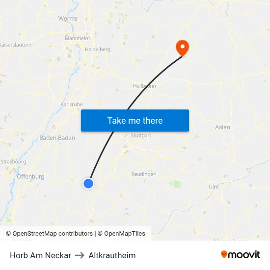 Horb Am Neckar to Altkrautheim map