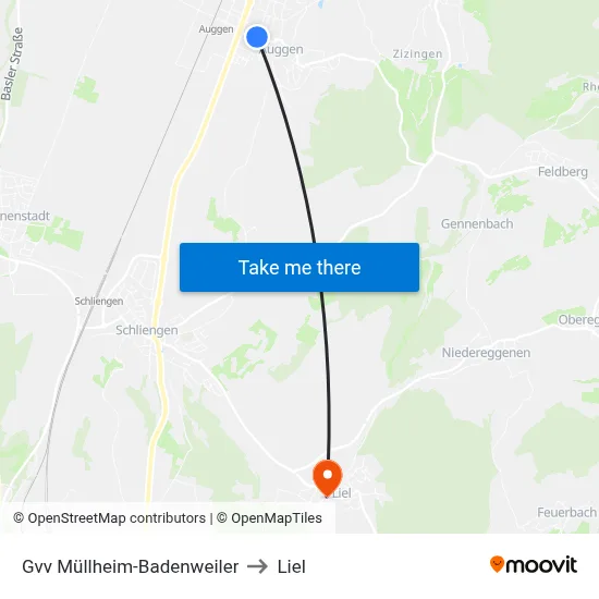 Gvv Müllheim-Badenweiler to Liel map