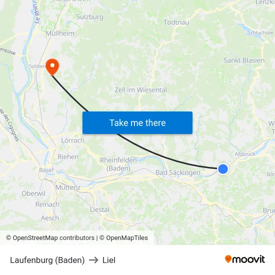 Laufenburg (Baden) to Liel map