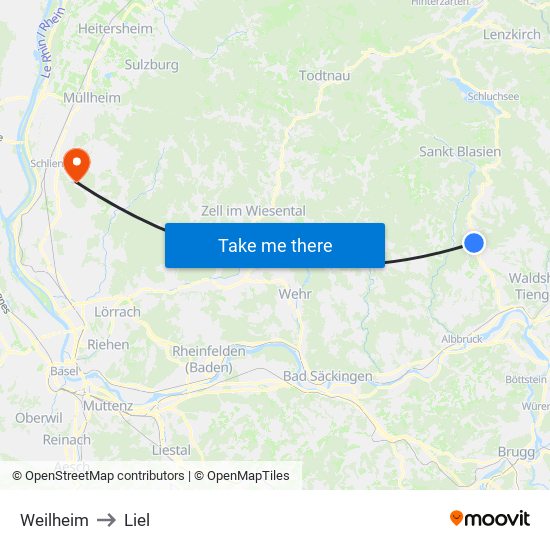 Weilheim to Liel map