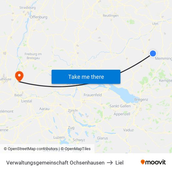 Verwaltungsgemeinschaft Ochsenhausen to Liel map