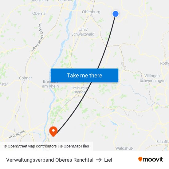 Verwaltungsverband Oberes Renchtal to Liel map