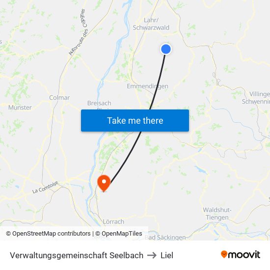 Verwaltungsgemeinschaft Seelbach to Liel map