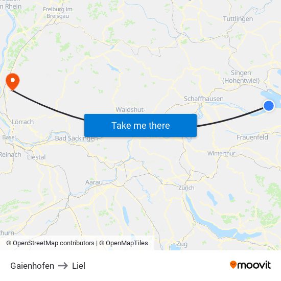 Gaienhofen to Liel map