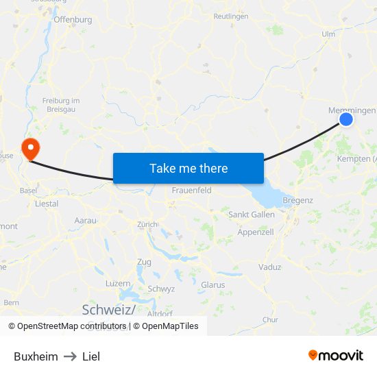 Buxheim to Liel map
