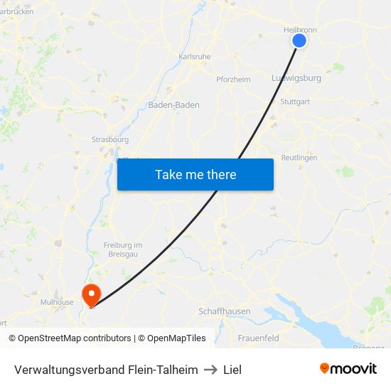 Verwaltungsverband Flein-Talheim to Liel map