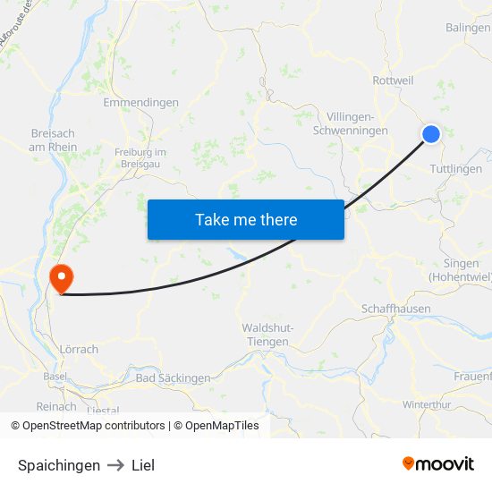 Spaichingen to Liel map