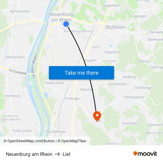 Neuenburg am Rhein to Liel map