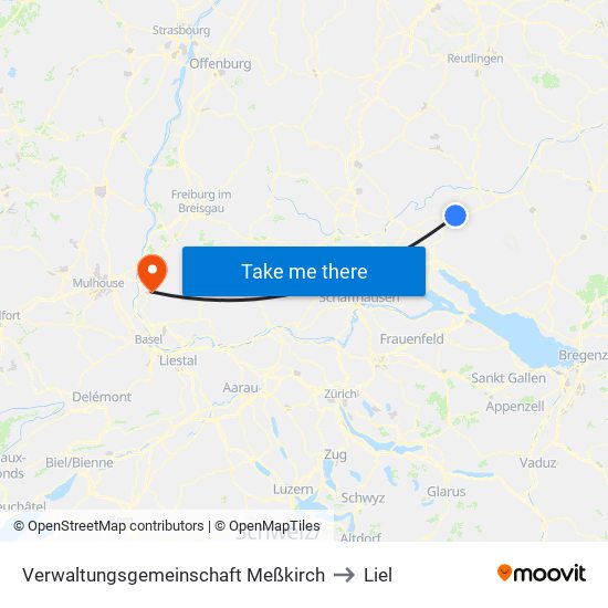 Verwaltungsgemeinschaft Meßkirch to Liel map
