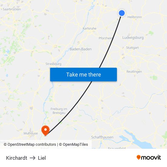 Kirchardt to Liel map