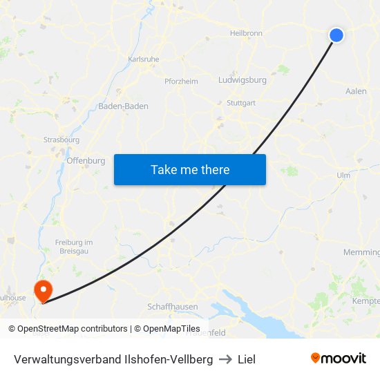 Verwaltungsverband Ilshofen-Vellberg to Liel map