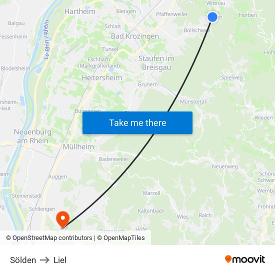 Sölden to Liel map