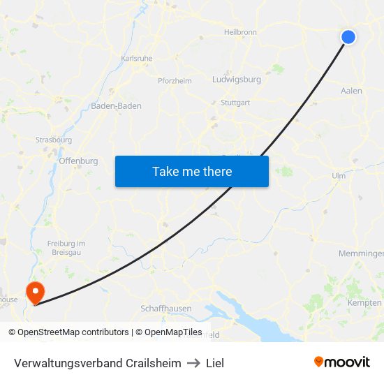 Verwaltungsverband Crailsheim to Liel map