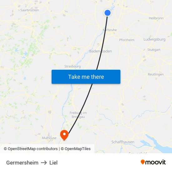 Germersheim to Liel map