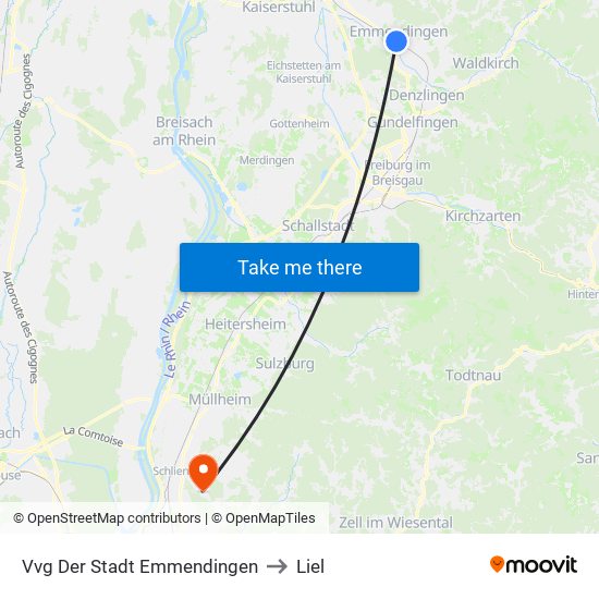 Vvg Der Stadt Emmendingen to Liel map